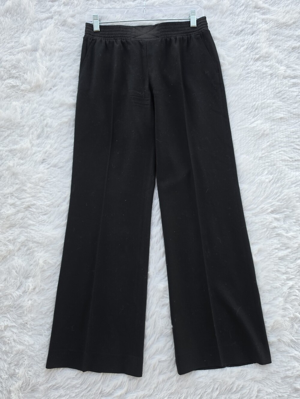 Joseph‎ Black Wool Straight Leg Trousers With Silk Waistband